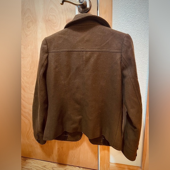 SOLD! Brown Wool Pea Coat Gap Winter Utility Jacket - Picture 3 of 7